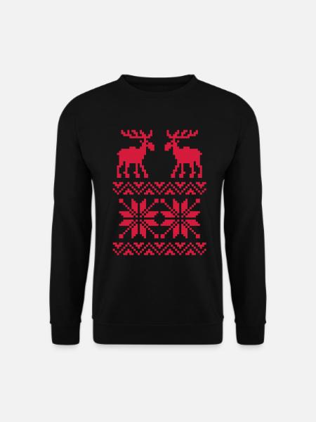 Elch-Muster-Weihnachtspullover - Unisex Pullover - Schwarz