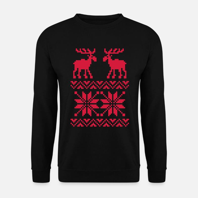 Elch-Muster-Weihnachtspullover - Unisex Pullover - Schwarz