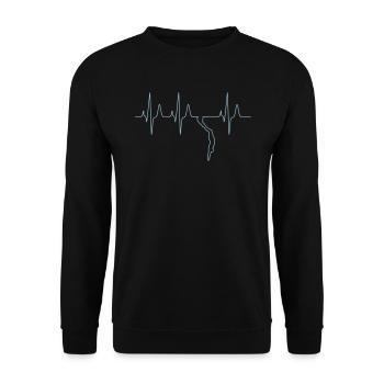 Apnoetauchen Freitaucher Herzschlag - Unisex Pullover - Schwarz - Vorne - Alina (178cm) & Michal (187cm)