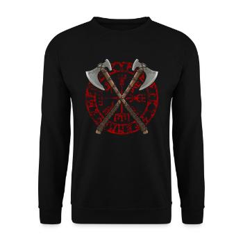 Haches Viking (rouge) - Sweat-shirt Unisexe - noir - Devant - Alina (178cm) & Michal (187cm)