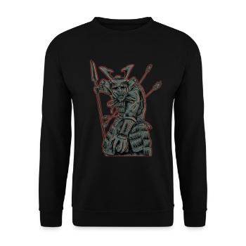 Samurai japanischer Krieger Zombie Halloween Tod - Unisex Pullover - Schwarz - Vorne - Alina (178cm) & Michal (187cm)