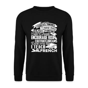 Ich unterrichte Französisch - Unisex Pullover - Schwarz - Vorne - Alina (178cm) & Michal (187cm)