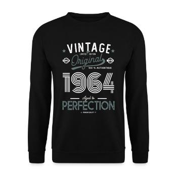 1964 vintage original gift birthday 58 years - Unisex Sweatshirt - black - Front - Alina (178cm) & Michal (187cm)