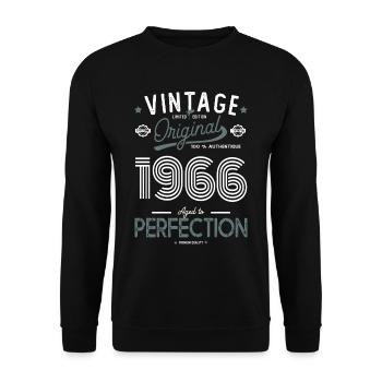 1966 vintage original gift birthday 56 years - Unisex Sweatshirt - black - Front - Alina (178cm) & Michal (187cm)