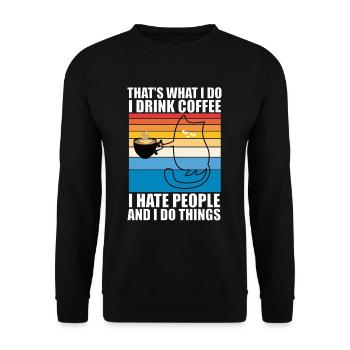 Je déteste les gens chat chat chat amoureux des chats - Sweat-shirt Unisexe - noir - Devant - Alina (178cm) & Michal (187cm)