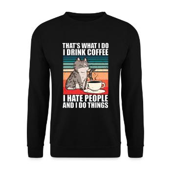 Je déteste les gens chat chat chat amoureux des chats - Sweat-shirt Unisexe - noir - Devant - Alina (178cm) & Michal (187cm)