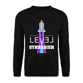 Gymnasium Grundschulabschluss Level Rakete - Unisex Pullover - Schwarz - Vorne - Alina (178cm) & Michal (187cm)