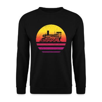 Lokomotive Retro Style Vintage - Unisex Pullover - Schwarz - Vorne - Alina (178cm) & Michal (187cm)