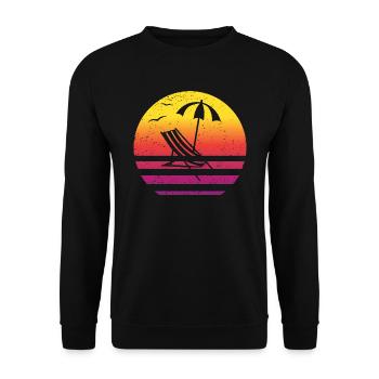 Urlaub Retro Style Vintage - Unisex Pullover - Schwarz - Vorne - Alina (178cm) & Michal (187cm)