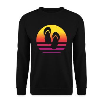Flip Flops Retro Style Vintage - Unisex Pullover - Schwarz - Vorne - Alina (178cm) & Michal (187cm)