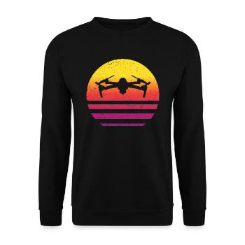 Drone Retro Style Vintage - Sweat-shirt Unisexe - noir - Devant - Alina (178cm) & Michal (187cm)