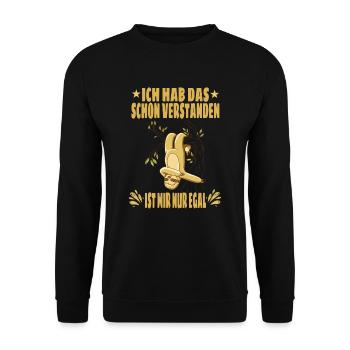 Faultier Spruch Humor Sarkasmus Ironie Geschenk - Unisex Pullover - Schwarz - Vorne - Alina (178cm) & Michal (187cm)