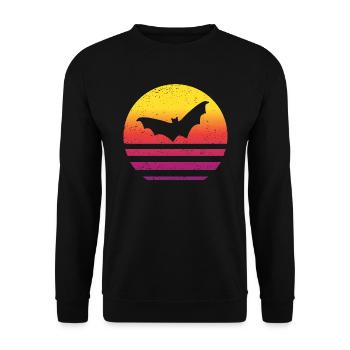 Fledermaus Retro Style Vintage - Unisex Pullover - Schwarz - Vorne - Alina (178cm) & Michal (187cm)