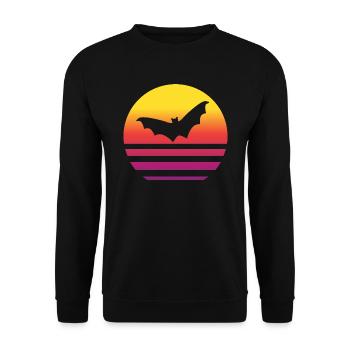 Fledermaus Retro Style Vintage - Unisex Pullover - Schwarz - Vorne - Alina (178cm) & Michal (187cm)