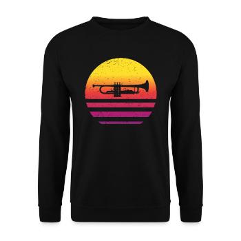 Trompete Retro Style Vintage - Unisex Pullover - Schwarz - Vorne - Alina (178cm) & Michal (187cm)
