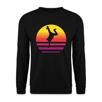 Breakdance Retro Style Vintage - Unisex Pullover - Schwarz - Vorne - Alina (178cm) & Michal (187cm)