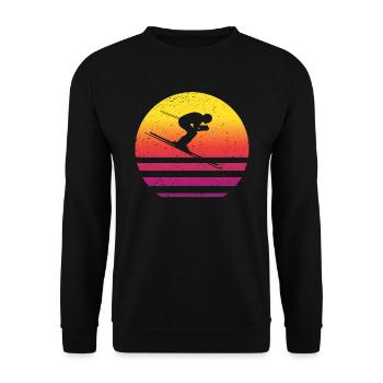 Skifahren Retro Style Vintage - Unisex Pullover - Schwarz - Vorne - Alina (178cm) & Michal (187cm)
