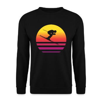 Skifahren Retro Style Vintage - Unisex Pullover - Schwarz - Vorne - Alina (178cm) & Michal (187cm)