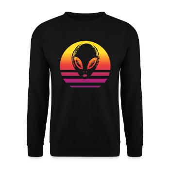 Alien Retro Style Vintage - Unisex Pullover - Schwarz - Vorne - Alina (178cm) & Michal (187cm)