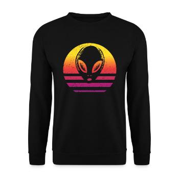 Alien Retro Style Vintage - Unisex Pullover - Schwarz - Vorne - Alina (178cm) & Michal (187cm)
