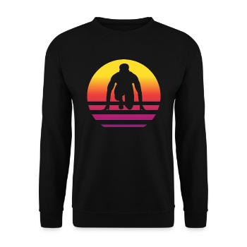 Running Retro Style Vintage - Unisex Sweatshirt - black - Front - Alina (178cm) & Michal (187cm)