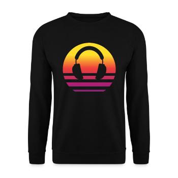 Headphones Retro Style Vintage - Unisex Sweatshirt - black - Front - Alina (178cm) & Michal (187cm)