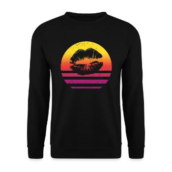 Lippen Retro Style Vintage - Unisex Pullover - Schwarz - Vorne - Alina (178cm) & Michal (187cm)