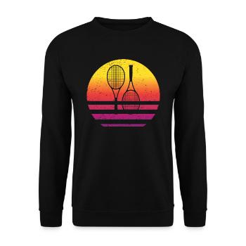 Tennis Retro Style Vintage - Unisex Pullover - Schwarz - Vorne - Alina (178cm) & Michal (187cm)