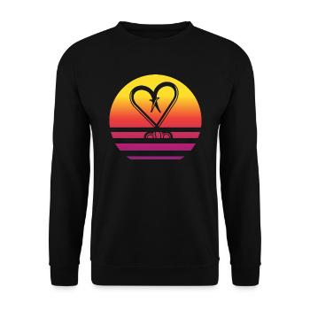 Crochet de pêche Retro Style Vintage - Sweat-shirt Unisexe - noir - Devant - Alina (178cm) & Michal (187cm)