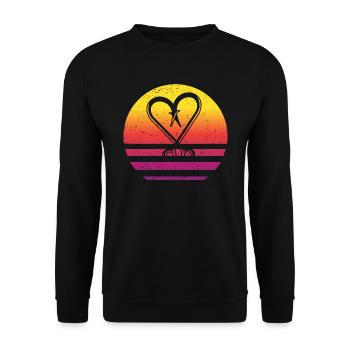 Crochet de pêche Retro Style Vintage - Sweat-shirt Unisexe - noir - Devant - Alina (178cm) & Michal (187cm)