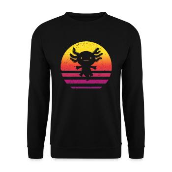 Axolotl Retro Style Vintage - Unisex Sweatshirt - black - Front - Alina (178cm) & Michal (187cm)