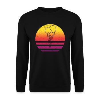 Eistüte Retro Style Vintage - Unisex Pullover - Schwarz - Vorne - Alina (178cm) & Michal (187cm)