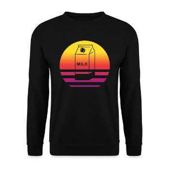 Milchkarton Retro Style Vintage - Unisex Pullover - Schwarz - Vorne - Alina (178cm) & Michal (187cm)