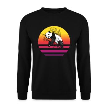 Panda Retro Style Vintage - Unisex Pullover - Schwarz - Vorne - Alina (178cm) & Michal (187cm)