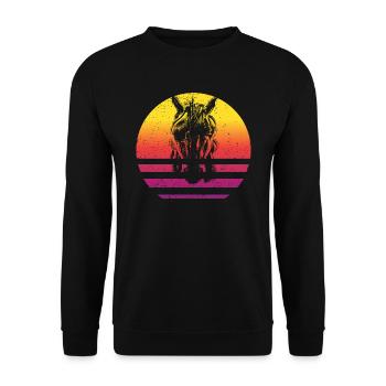 Einhorn Retro Style Vintage - Unisex Pullover - Schwarz - Vorne - Alina (178cm) & Michal (187cm)