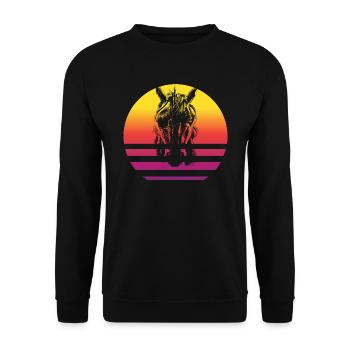 Einhorn Retro Style Vintage - Unisex Pullover - Schwarz - Vorne - Alina (178cm) & Michal (187cm)