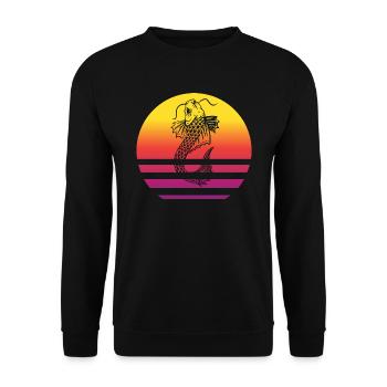 Koi Fisch Retro Style Vintage - Unisex Pullover - Schwarz - Vorne - Alina (178cm) & Michal (187cm)