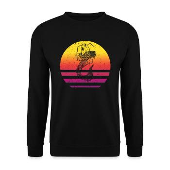 Koi Fisch Retro Style Vintage - Unisex Pullover - Schwarz - Vorne - Alina (178cm) & Michal (187cm)