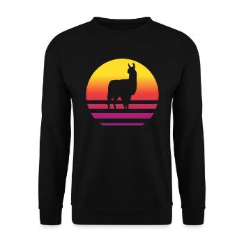Lama Retro Style Vintage - Unisex Pullover - Schwarz - Vorne - Alina (178cm) & Michal (187cm)