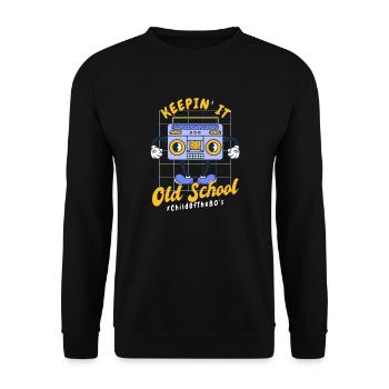 Retro Music Cassette Keepin' It Old School 80s - Unisex Sweatshirt - black - Front - Alina (178cm) & Michal (187cm)