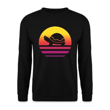 Turtle Retro Style Vintage - Unisex Sweatshirt - black - Front - Alina (178cm) & Michal (187cm)