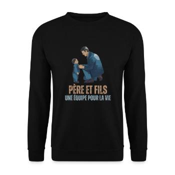 Père et Fils une équipe pour la vie cadaeu - Sweat-shirt Unisexe - noir - Devant - Alina (178cm) & Michal (187cm)