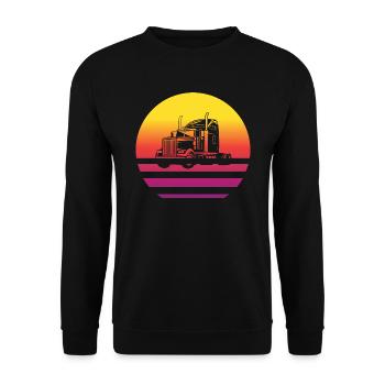 Truck Retro Style Vintage - Unisex Sweatshirt - black - Front - Alina (178cm) & Michal (187cm)