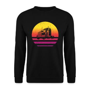 Truck Retro Style Vintage - Unisex Sweatshirt - black - Front - Alina (178cm) & Michal (187cm)