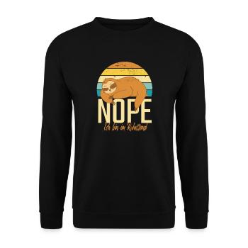 Rentner Rente Nope Ich Bin Im Ruhestand Faultier - Unisex Pullover - Schwarz - Vorne - Alina (178cm) & Michal (187cm)