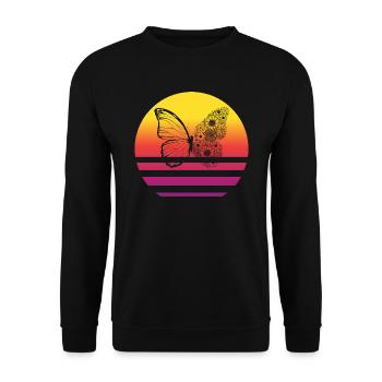 Papillon Retro Style Vintage - Sweat-shirt Unisexe - noir - Devant - Alina (178cm) & Michal (187cm)