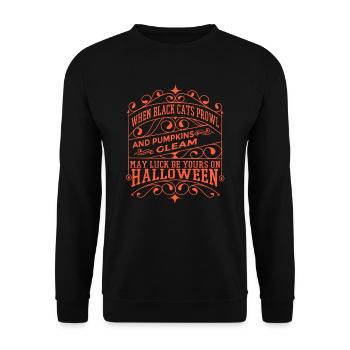 Halloween Saying When Black Cats Prowl - Unisex Sweatshirt - black - Front - Alina (178cm) & Michal (187cm)