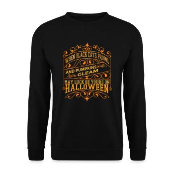 Halloween Saying When Black Cats Prowl - Unisex Sweatshirt - black - Front - Alina (178cm) & Michal (187cm)