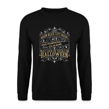 Halloween Saying When Black Cats Prowl - Unisex Sweatshirt - black - Front - Alina (178cm) & Michal (187cm)