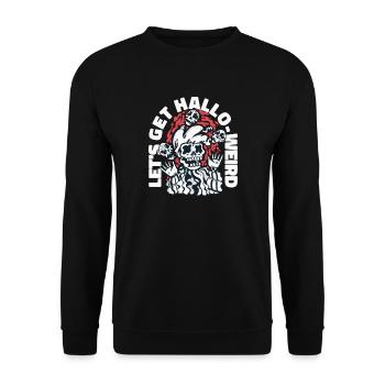 Halloween Skeleton Saying Let's Get Hello Weird - Unisex Sweatshirt - black - Front - Alina (178cm) & Michal (187cm)